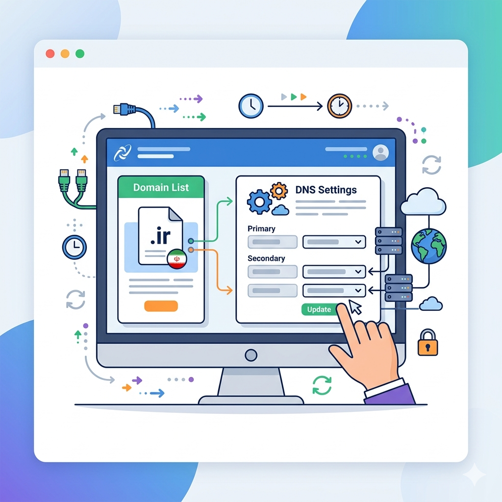 آموزش تغییر DNS دامنه .ir در ایرنیک (گام‌به‌گام) 
